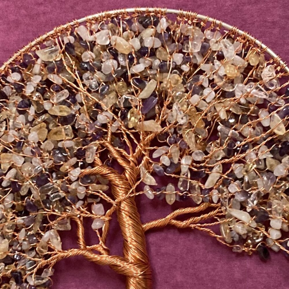 Tree of Life Copper Wire Wall Hanging / Sun Catcher. Handcrafted Art, 10" Tall - Picture 4 of 5